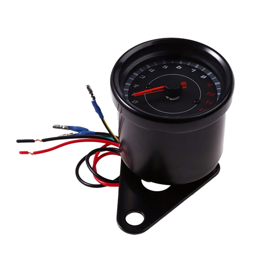 Universal Motorcycle Tachometer RPM Gauge with LED Backlight 12V Black