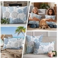 thumbnail image 5 of Blue Grey Coastal Outdoor Waterproof Pillow Covers, Summer Beach Coral Shell Starfish Decorative Square Throw Pillowcase Sofa Cushion Sham for Patio/Couch/Chair, 20"x20" 2 Pack, 5 of 8