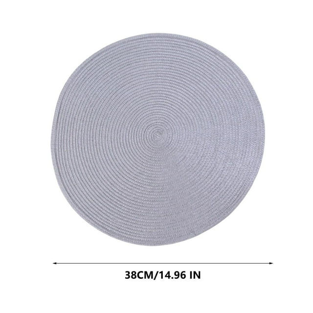 SLYNSHome Round Placemats,Washable Heat and Stain Resistant Place mats,Woven Non Slip Table Mats for Restaurant Table Protection Table Placemats - Silver