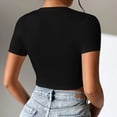 thumbnail image 4 of XuJwPNcy Crop Tops for Women Scoop Neck Tees Solid Color T Shirts Casual Base Layer Workout Shirt Going out Blouses, 4 of 7