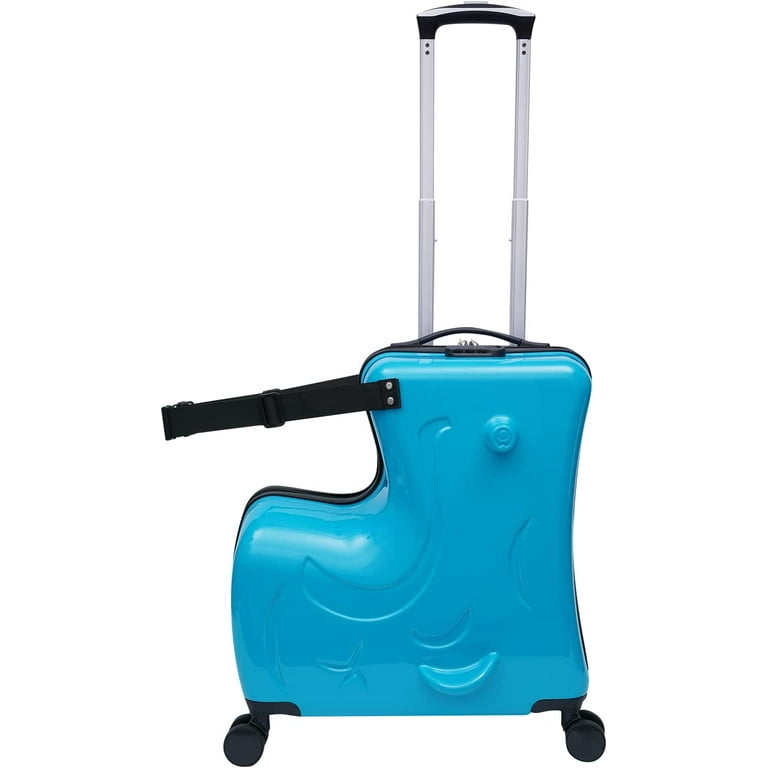 Wuzstar 20 inch Children's Ride on Hard Luggage,kids Travel Trolley Waterproof with Lock (Blue)