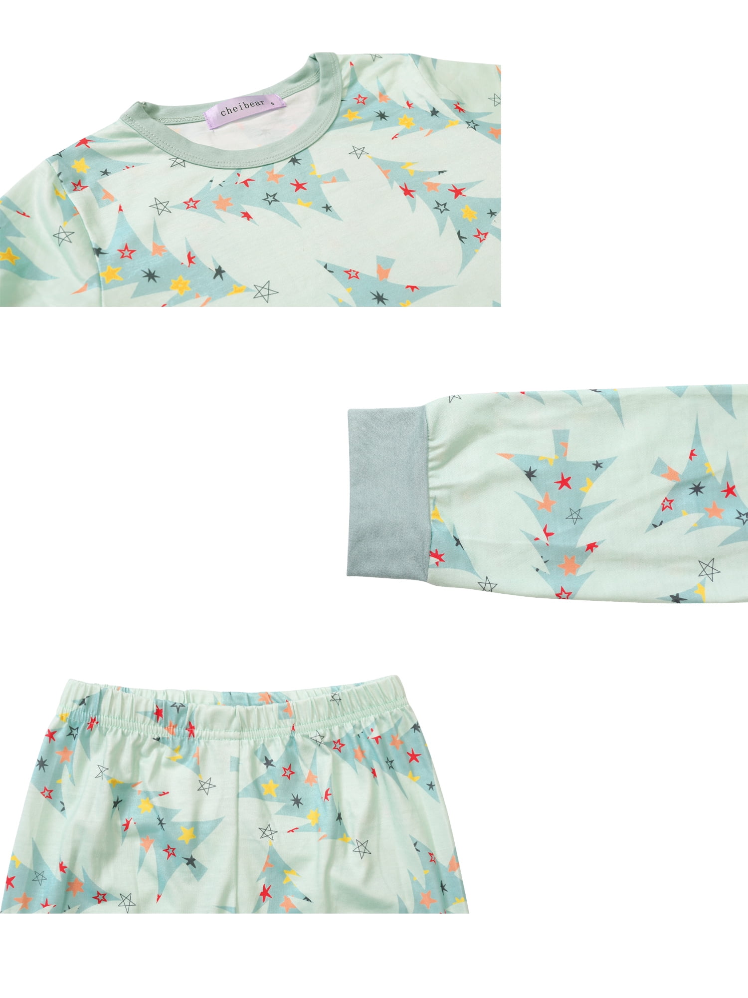 Unique Bargains Christmas Sleepwear Long Sleeve Tee with Pants Lounge Family Pajama Sets L Big Boys