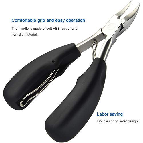 Long Handled Toenail Scissors Easy Grip Clipper for Elderly Thick Nail Cuticle Trimmer Manicure Pedicure Tool, Silver