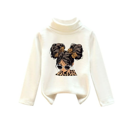 Jamicy Girls Sweatshirts Christmas Present Girls Long-Sleeved Thermal Top Mock-Neck Thermal Underwear Soft Fleece Lined Base Layer