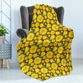 thumbnail image 4 of Sunflower Soft Flannel Fleece Throw Blanket, Continuous Pattern with Simplistic Cartoon Flowers, Cozy Plush for Indoor and Outdoor Use, 70" x 90", Yellow Brown, by Ambesonne, 4 of 5