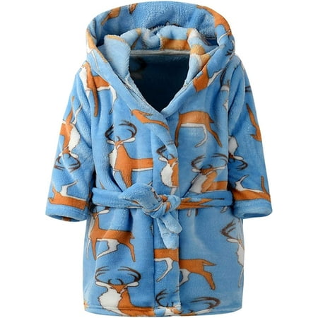 

ZSYQWZN Toddlers/Kids Hooded Terry Robe Fleece Bathrobe Children s Pajamas Sleepwear