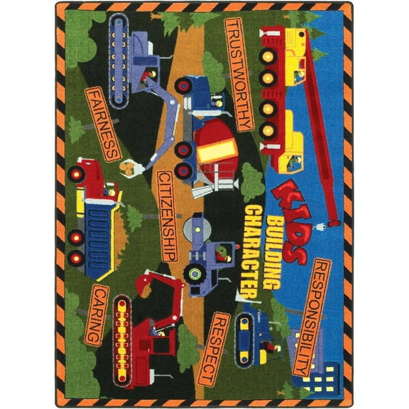Joy Carpets Kid Essentials Kid's Building Character 5'4" x 7'8" Area Rug in Color Multi