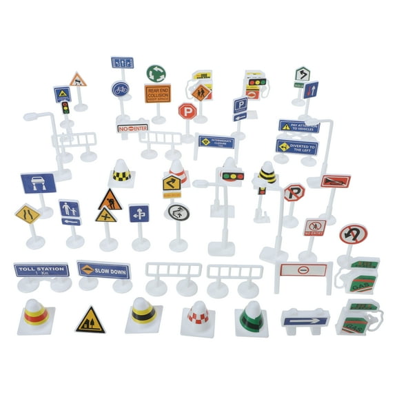 2 Set Mini Traffic Sign Model Toys Traffic Stop Light Models Mini Road Signs