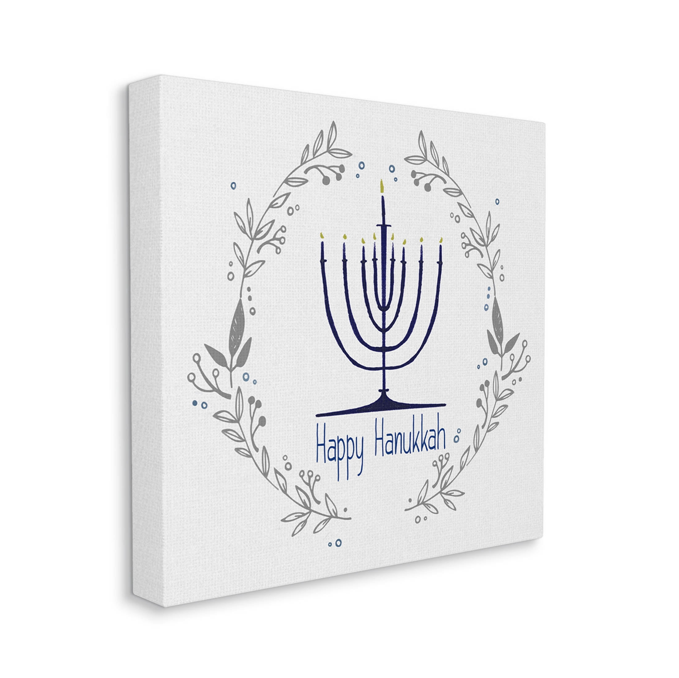Stupell Industries Happy Hanukkah Botanical Wreath Graphic Art Gallery Wrapped Canvas Print Wall Art, Design by Susan Jill