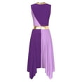 thumbnail image 6 of Aislor Womens Color Block Sleeveless Asymmetrical Hem Dress Dancewear Purple&Light Purple L, 6 of 7