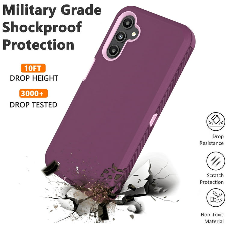 Galaxy A14 5G Cases, Sturdy Phone Case for Samsung A14 5G 6.6, Njjex  Full-Body Shockproof Protection Heavy Duty Armor Hard Plastic & Shock  Absorption Rubber Rugged Bumper 3-in-1 Case Cover - Purple 