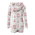 thumbnail image 4 of successthop Christmas Rompers for Women Santa Hooded with Cute Ear Fleece Playsuit Fuzzy Shorts Warm Sleepwear, 4 of 6