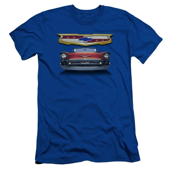 Chevrolet 1957 Bel Air Grille S/S Adult 30/1 T-Shirt Royal Blue