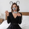 thumbnail image 6 of Hsqqdc Plush Gray Mouse Ears Shape Headband Set with Bow Tie and Tail, 4 Pieces, 6 of 7