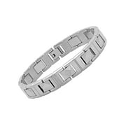 Mens Stainless Steel and Tungsten Faceted Link Bracelet