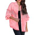 thumbnail image 2 of Baqcunre Womens Winter Coats Women's Tassel Single Breasted Solid Color Lapel Coat Long Sleeve Shirt Jacket Womens Jacket Womens Fall Fashion 2023 Pink XL, 2 of 6