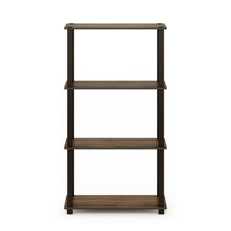 Furinno Turn-S-Tube 4-Tier Square Tube Display Shelf, Walnut/Brown
