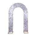 thumbnail image 3 of BalsaCircle 8 feet Silver Payette Sequin Double Sided Open Arch Fitted Backdrop Stand Cover Party Events Decorations, 3 of 8