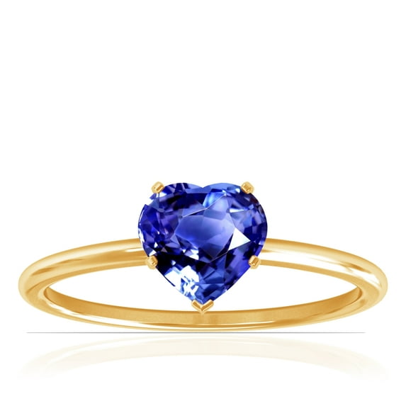 GemsNY September Birthstone - Dainty Heart Shape Four Prong Blue Sapphire Solitaire Ring (Grade - AAA | 0.55cts.)