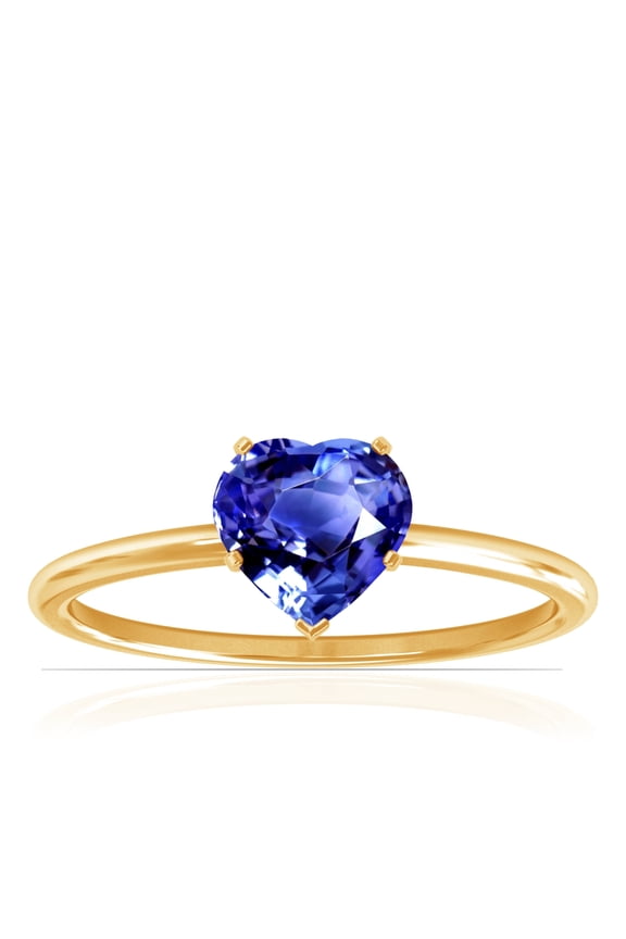 September Birthstone - Dainty Heart Shape Four Prong Blue Sapphire Solitaire Ring (Grade - AAA | 0.55cts.)