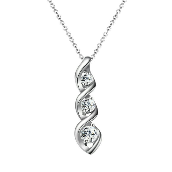 Silver Plated Cubic Zirconia Necklace,Dainty Infinity Simulated Diamond Pendant Necklace for Women Jewelry Gift Bridesmaid Necklace