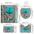 thumbnail image 4 of 4 Pcs Bathroom Shower Curtain Set Blue Rose Shower Curtain Bathroom Sets Valentine's Day Shower Curtain Sets with Rugs(Bath Mat,U Shape and Toilet Lid Cover Mat) and 12 Hooks, 4 of 9