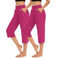 thumbnail image 2 of Chbgutlmr Pants for Women 2pc Capris Mid Waisted Cropped Athletic Summer Casual Loose Trousers Pockets, 2 of 9