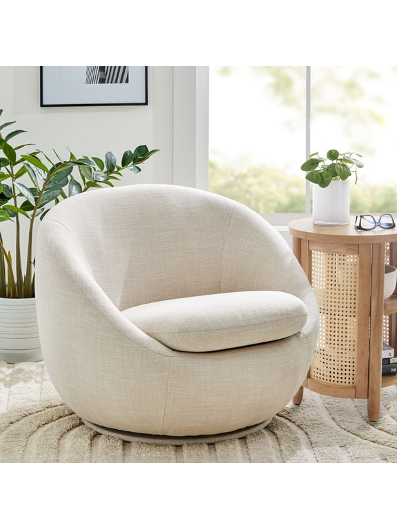 Mira Swivel Accent Chair, Cream