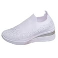 thumbnail image 6 of Wedge Sneakers for Women Elastic Knitted Mesh Glitter Rhinestone Slip on Tennis Shoes Arch Support Casual Walking Shoes Breathable Loafers White Size 8.5, 6 of 6