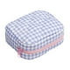 thumbnail image 1 of Set de neceser de viaje, bolsa cosmética acolchada con organizador para mujeres y niñas, mini almacenamiento con estampado de cuadros vichy y volantes, 1 of 2