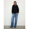 thumbnail image 5 of Women'S Crew Neck Sweater Long Sleeve Lantern Sleeve Hollow Knit Loose Casual Sweater Black L, 5 of 9