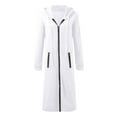 thumbnail image 4 of idosla Zip Up Hoodies for Women Oversized Fleece Long Pullover Hooded Sweatshirts Casual Long Sleeve Fall Jackets Coat 2025 (White, XXL), 4 of 4