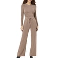 thumbnail image 4 of 2 Piece Outfits for Women 2026 Casual Matching Lounge Sets Long Sleeve Tops Wide Leg Pants, 4 of 4