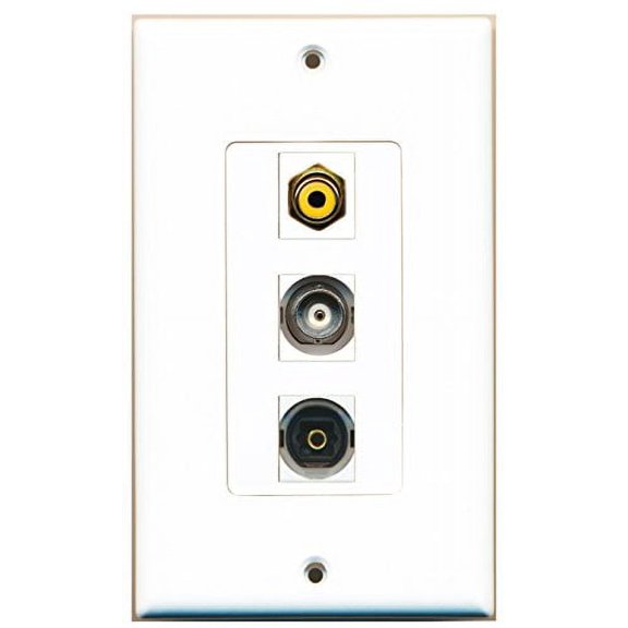 RiteAV - 1 Port RCA Yellow and 1 Port Toslink and 1 Port BNC Decorative Wall Plate Decorative