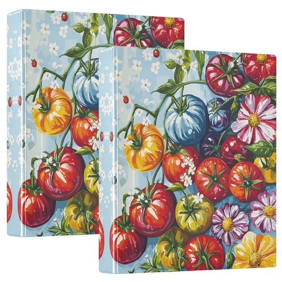 FORMRS 3 Ring Binder 1.5 inch with Pockets Clip Board 200 Sheets Capacity, Blue Floral Tomatoes