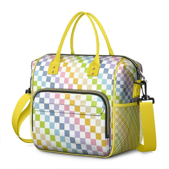 Retro Plaid Lunch Box – Buffalo Checkered Insulated Lunch Tote with Leakproof Compartments Foldable & Colorful for Office Travel Gift