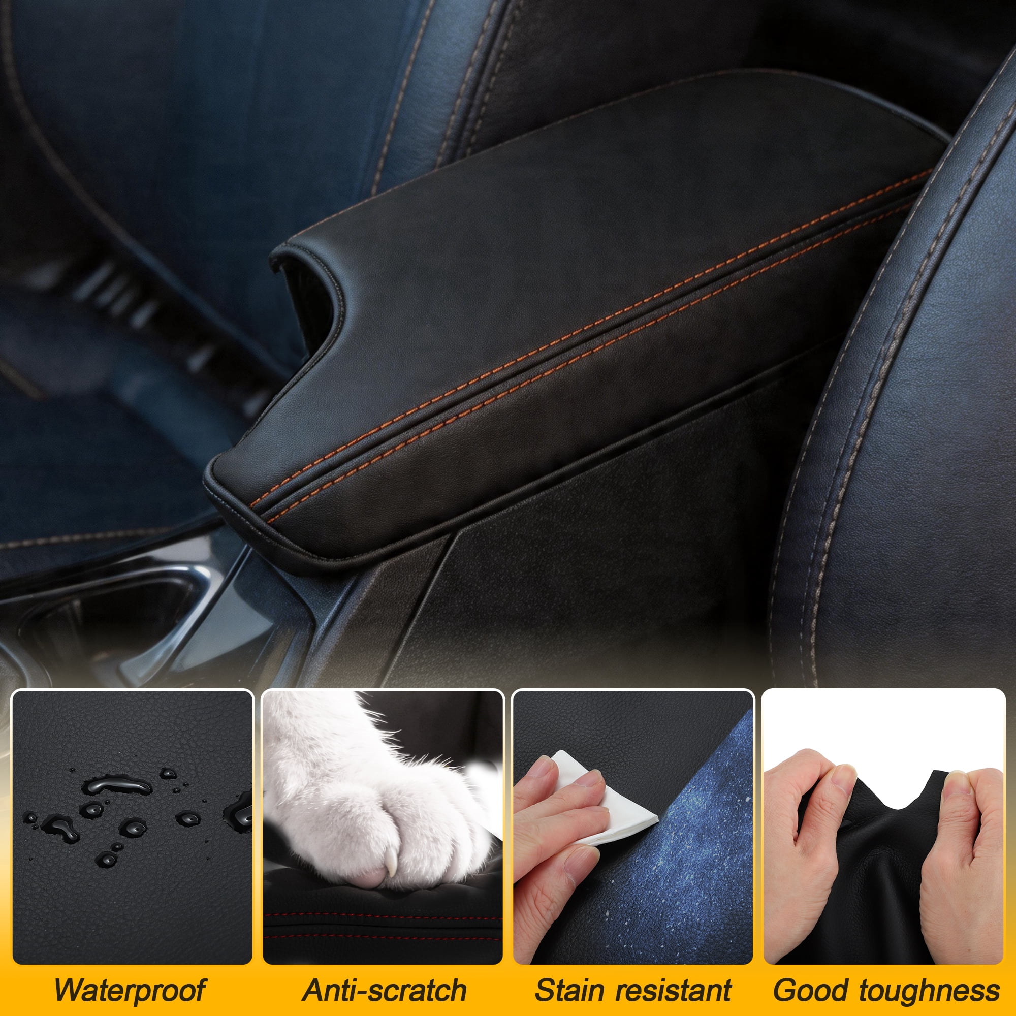 Unique Bargains Car Console Lid Armrest Cover Black for Subaru Crosstrek 18-22