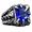 Blue, variant on Men's Raised Claw Statement Ring with Faceted Centerpiece, Stainless Steel Gothic Biker Style, US Sizes 7-17 for Punk, Rock, Concert and Party Wear, Birthday Gift Choice