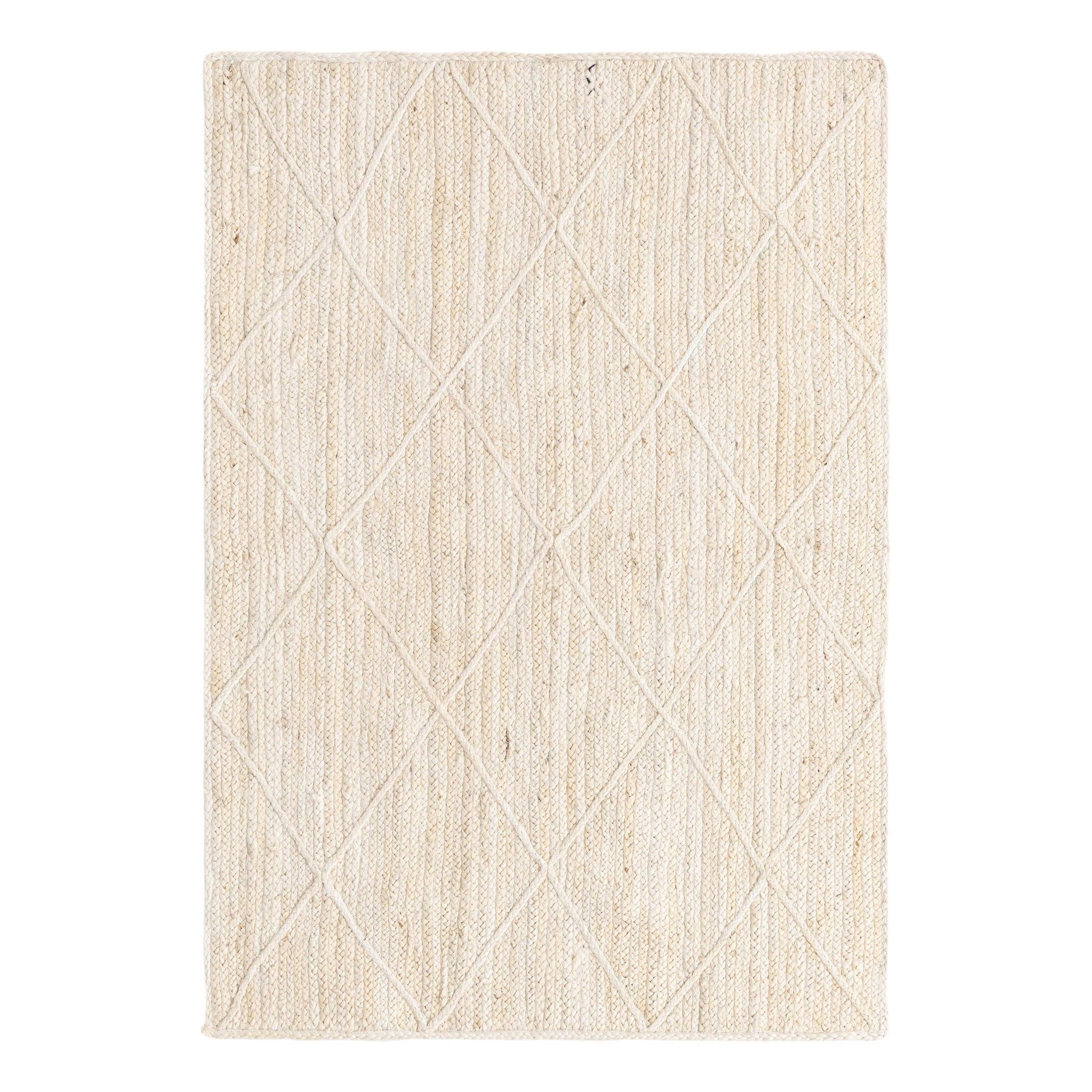 Unique Loom Braided Jute Collection Area Rug - Trellis (4' 1" x 6' 1" Rectangle Ivory)