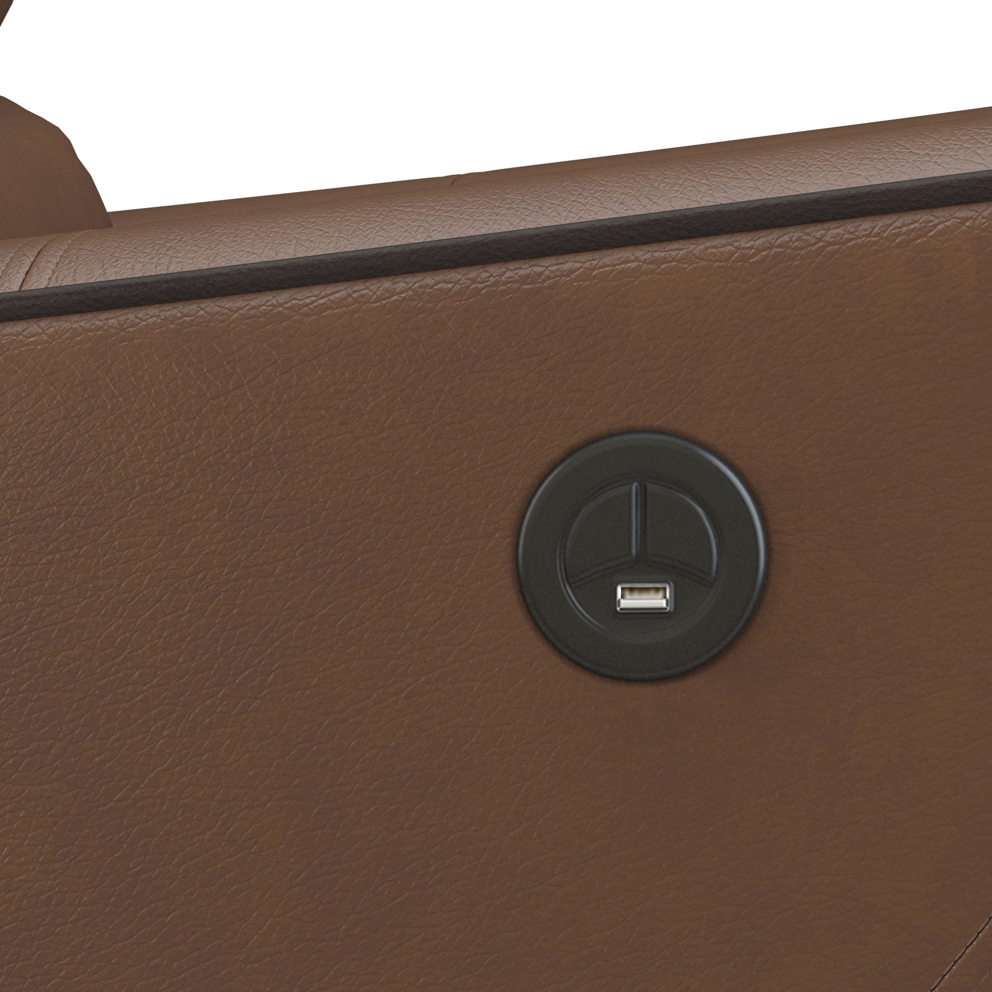 Hillsdale Provenza Faux Leather Power Recliner with USB Port, Saddle Brown