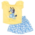 thumbnail image 1 of Camiseta y falda Outfit Bluey para niñas pequeñas, amarillo/azul, 4T, 1 of 4