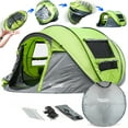 thumbnail image 1 of 4 Person Easy Pop Up Tent Water-Resistant Lightweight Portable Camping Tent Instant Tent Quick Automatic Setup Family Tent with Porch Ideal for Camping, Backpacking, Hiking, Traveling, Beach, Festival, 1 of 9