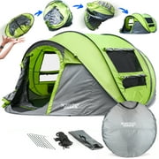4 Person Easy Pop Up Tent Water-Resistant Lightweight Portable Camping Tent Instant Tent Quick Automatic Setup Family Tent with Porch Ideal for Camping, Backpacking, Hiking, Traveling, Beach, Festival