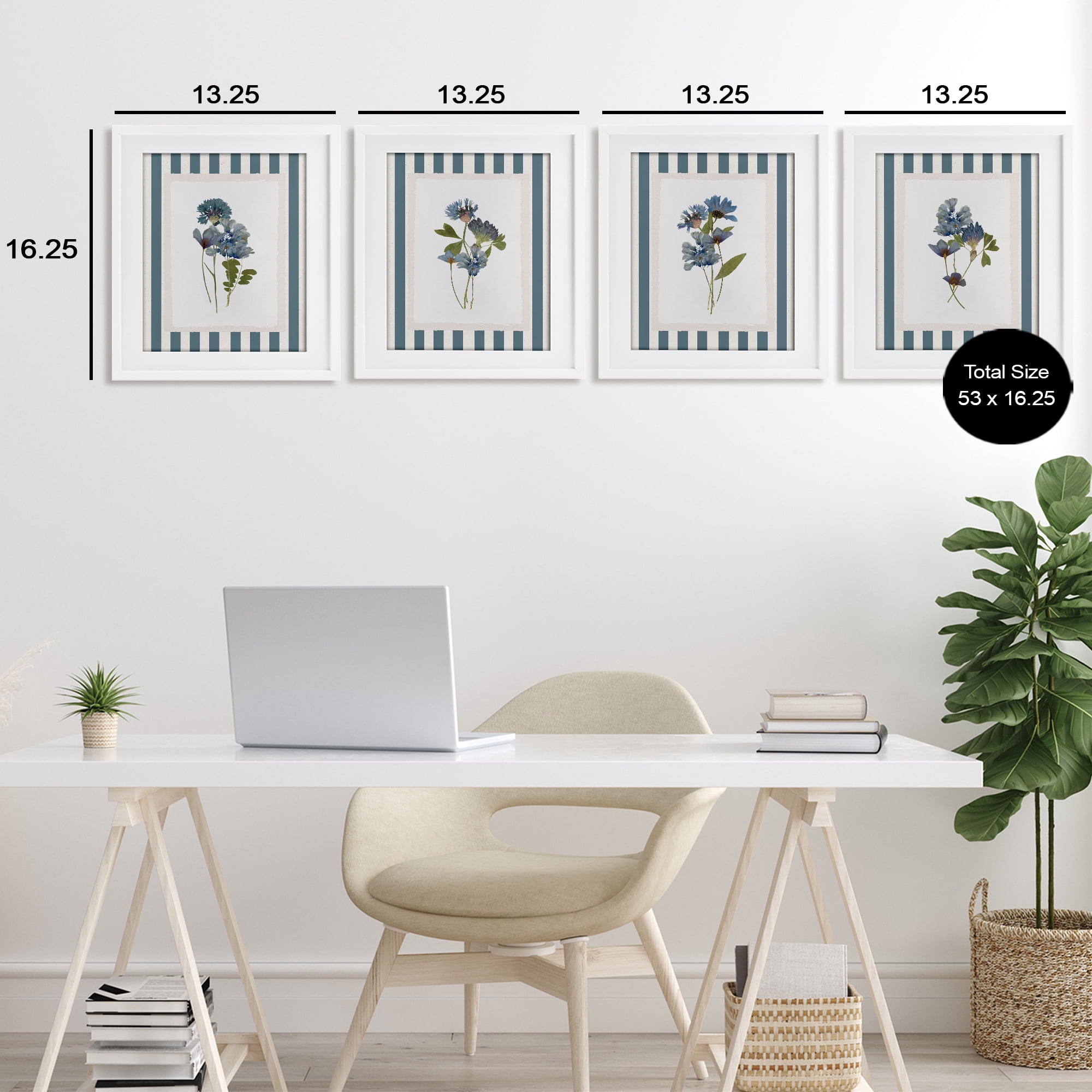 Stupell Industries Summer Memory Florals 4 Piece White Framed Print Under Glass Set, design by Val Rhodes