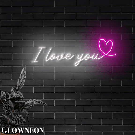 Glowneon I Love You Wall Led Light, Wedding Wall Art, Proposal Decor