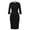 Black, variant on Afinprain Clergy Dress for Women Stand Collar 3/4 Sleeve Pleated Side Ruffle Pencil Dress