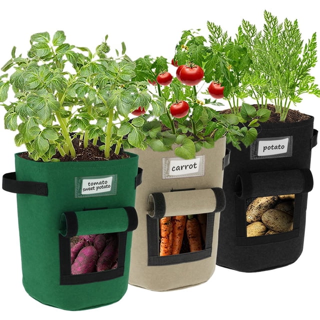 3 Pcs Sacs de Culture de Plantes 7/10 Gallons Pots de Culture en Non-Tissé Respirant avec Poignées Robustes et Rabat d'Accès Conteneurs de Jardin Réutilisables