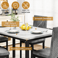 thumbnail image 6 of Baxluxe Dining Table Set for 4, Modern 5 Piece Dining Table Set, Faux Marble Kitchen Table and 4 Velvet Upholstered Chairs for Apartments, Dining Rooms, Small Spaces, Gray, 6 of 11