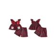 thumbnail image 2 of RUINIXCW Toddler Baby Girl Christmas Outfit Infant Baby Girls Xma Clothes Deer Santa Gingerbread Embroidery Fly Sleeve Plaid Smocked Tops Shorts Set, 2 of 9