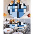 thumbnail image 2 of Round Tablecloth Blue Black Squares Pattern Elastic Edge Fitted Abstract Geometric Art Plastic Table Cover,Waterproof Oil Proof for Dinner,Outdoor, Picnic, 36" - 44"&nbsp; DIA Tables, 2 of 6